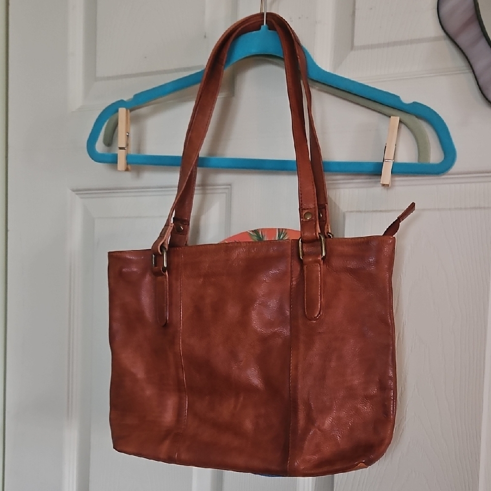 Elegant Brown Leather Tote Bag